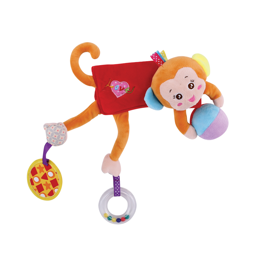 Βρεφικό Λούτρινο Παιχνίδι Δραστηριοτήτων για Καρότσι και Κρεβατάκι Hug Me Toy Monkey Lorelli