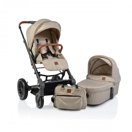 Πολυκαρότσι 2 σε 1  Icon Beige με Ξεχωριστό Πόρτ Μπεμπέ Moni-Cangaroo