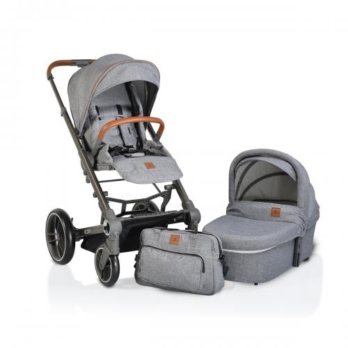 Πολυκαρότσι 2 σε 1 Icon Grey με Ξεχωριστό Πόρτ Μπεμπέ Moni-Cangaroo