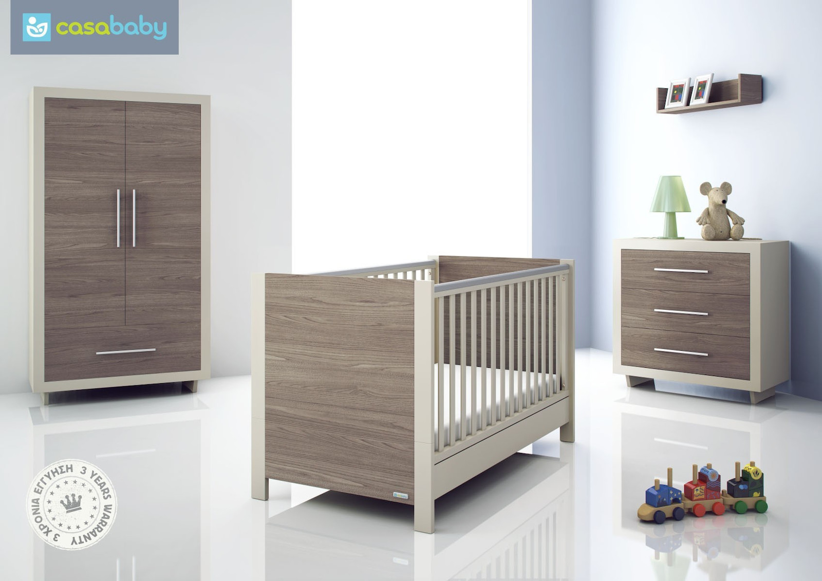 Προεφηβικό Κρεβάτι Luxo Walnut & Beige Casababy