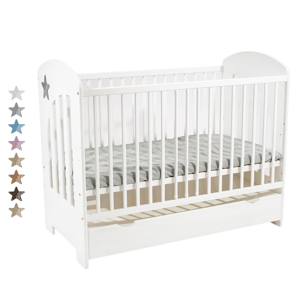 Just Baby Κούνια Πολυμορφική Stern Grey Star Για Στρώμα 60x120cm με Συρτάρι JBF.32101