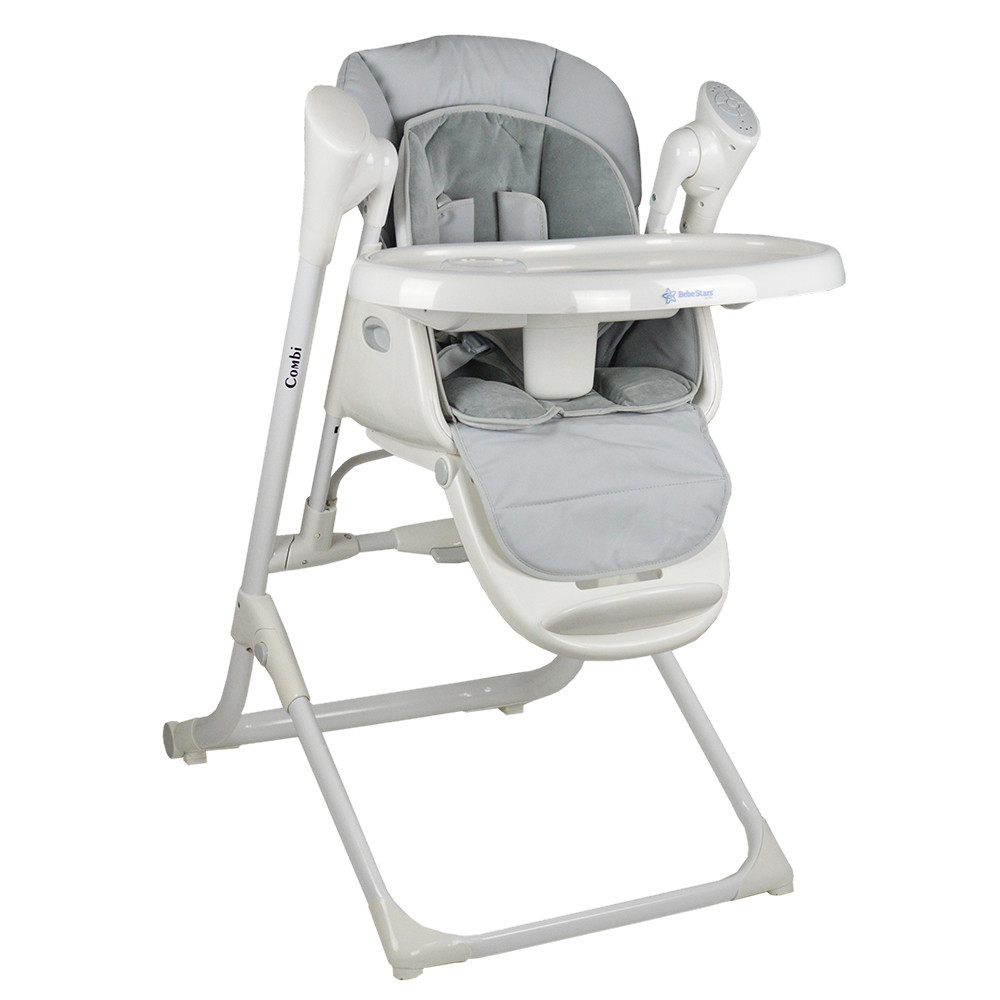 Combi Bebe Stars Καρεκλάκι φαγητού & Ηλεκτρική Κούνια Ρηλάξ 873-186 Grey