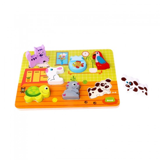 Chunky Puzzle Pet Tooky Toy TKC480 Ξύλινο Παζλ με Κατοικίδια 6970090045783