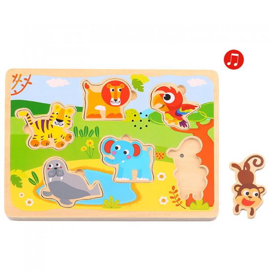 Sound puzzle Animals TL065 Tooky Toy Παζλ Ξύλινο με Ζώα 6 Τμχ. 6970090042577