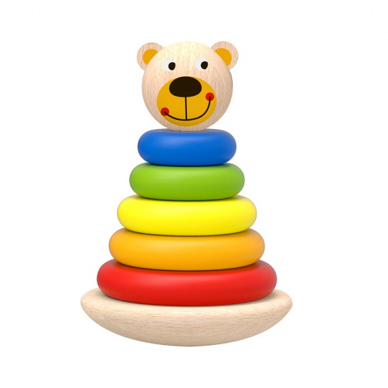 Bear tower TKF004 Tooky toy Ξύλινο Παιχνίδι Αρκουδάκι Πυραμίδα 6970090047640
