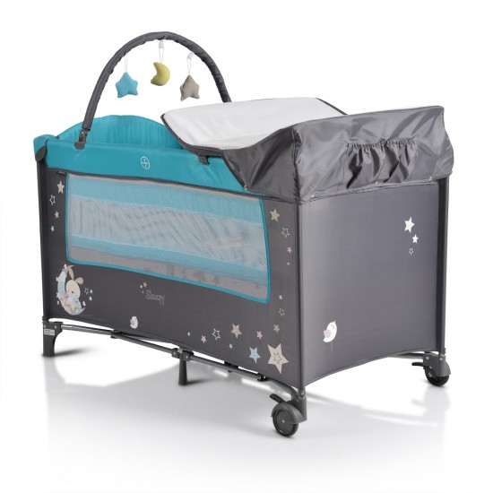 Moni Παρκοκρέβατο Με 2 Επίπεδα Sleepy Turquoise 3800146248611
