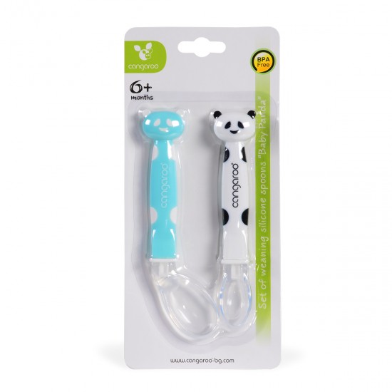 Cangaroo Baby Panda Σετ 2 Κουτάλια Σιλικόνης 3800146261870 Blue