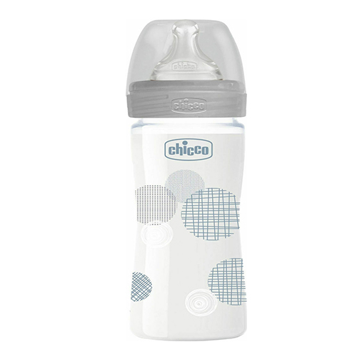 Chicco Γυάλινο Well Being 0m+ Grey 240ml