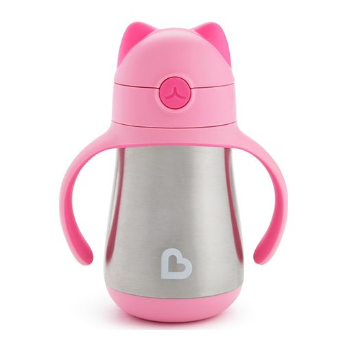 Munchkin Cool Cat Stainless Steel Straw Cup Pink 237ml 51923