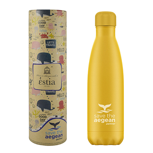 Estia Travel Flask Save The Aegean Yellow Μπουκάλι Θερμός 0.5lt 01-9007