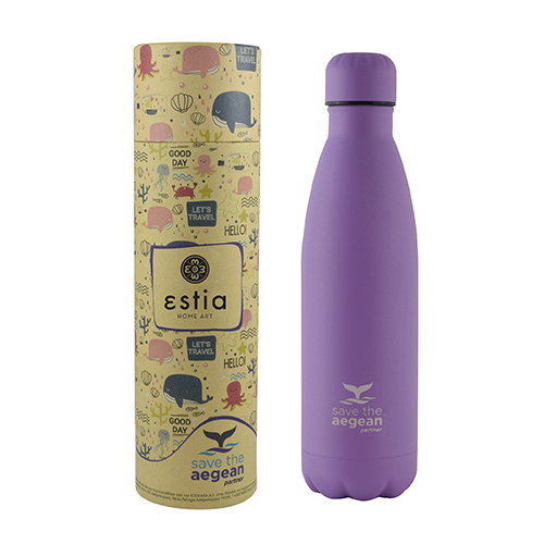 Estia Travel Flask Save The Aegean Purple Matte Μπουκάλι Θερμός 0.75lt 01-9830