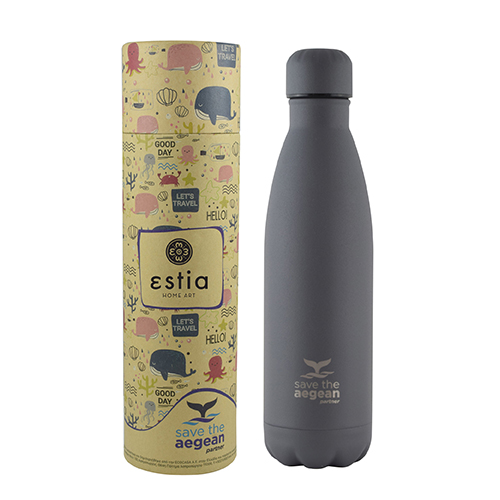 Estia Travel Flask Save The Aegean Grey Μπουκάλι Θερμός 0.75lt 01-9823