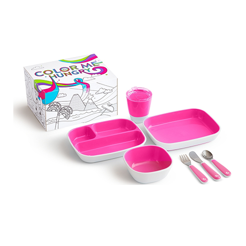 Munchkin Σετ Φαγητού Splash από Πλαστικό με Αντιολισθητική Βάση Ροζ 7τμχ για 9+ μηνών 51914