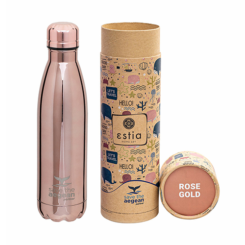Estia Travel Flask Save The Aegean Rose Gold Μπουκάλι Θερμός 0.5lt 01-7836
