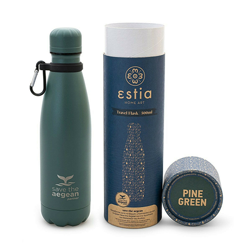 Estia Travel Flask Save Aegean Μπουκάλι Θερμός Pine Green 0.5lt 01-12069