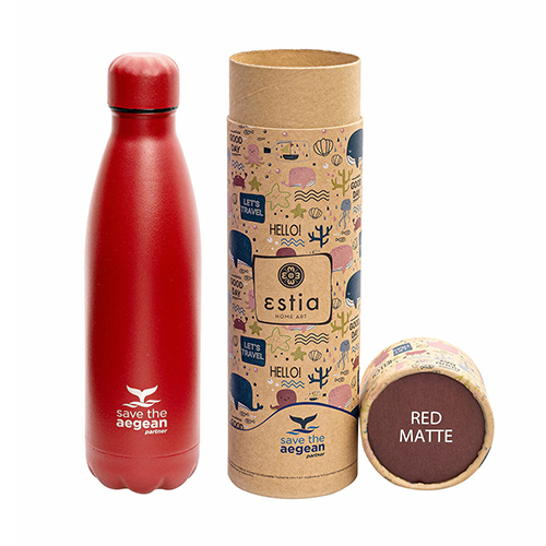 Estia Travel Flask Save The Aegean Burgundy Μπουκάλι Θερμός 0.5lt 01-8543