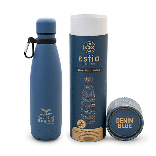 Estia Travel Flask Save Aegean Μπουκάλι Θερμός Denim Blue 500ml 01-12052