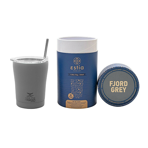 Estia Coffee Mug Save The Aegean Ποτήρι Θερμός με Καλαμάκι Grey 350ml 01-12441