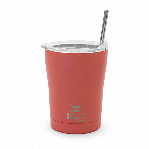 Estia Coffee Mug Save The Aegean Ποτήρι Θερμός με Καλαμάκι Fusion Coral 350ml 01-12199