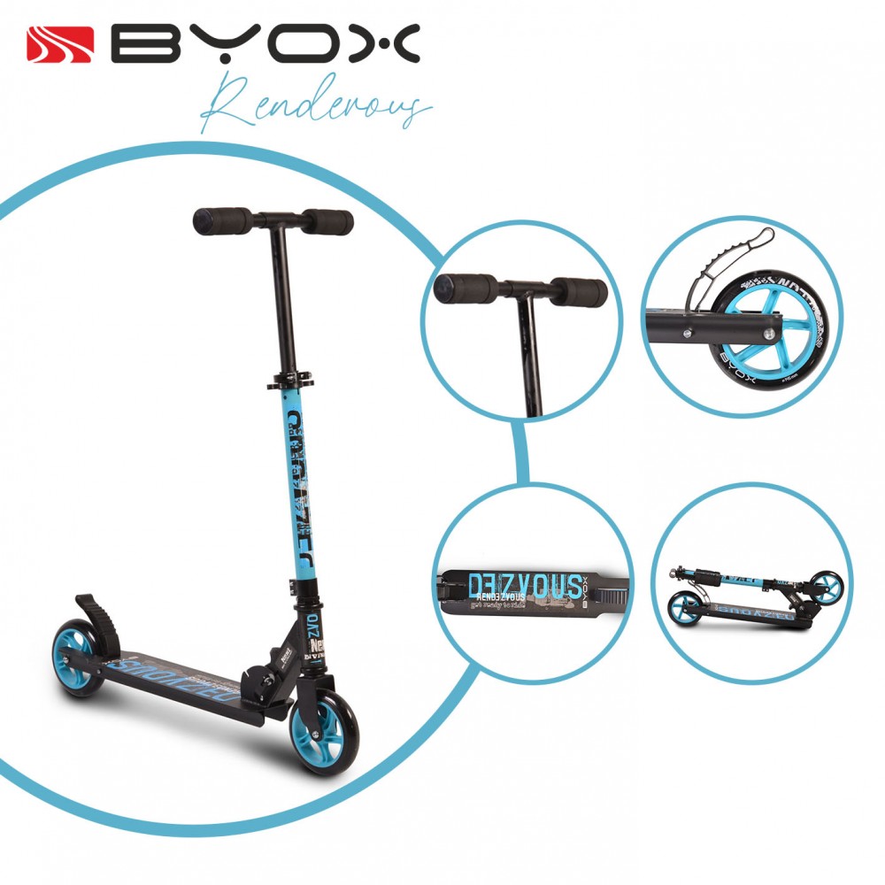 Byox Παιδικό Πατίνι Αναδιπλούμενο Rendevous Δίτροχο για 6+ Ετών Μπλε 3800146225896