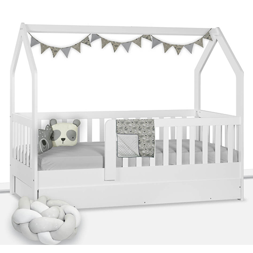 Παιδικό Κρεβάτι Τύπου Montessori Μονό για Στρώμα 90x190cm Λευκό Sleep With Me 428-02