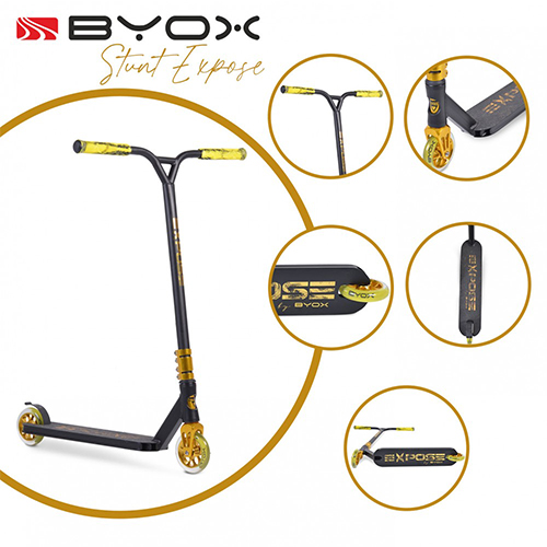 Byox Παιδικό Πατίνι Stunt Expose Δίτροχο για 10+ Ετών Χρυσό 3800146227166