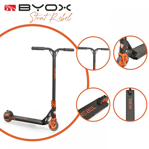 Byox Παιδικό Πατίνι Stunt Rebel Δίτροχο για 10+ Ετών Μαύρο 3800146227746
