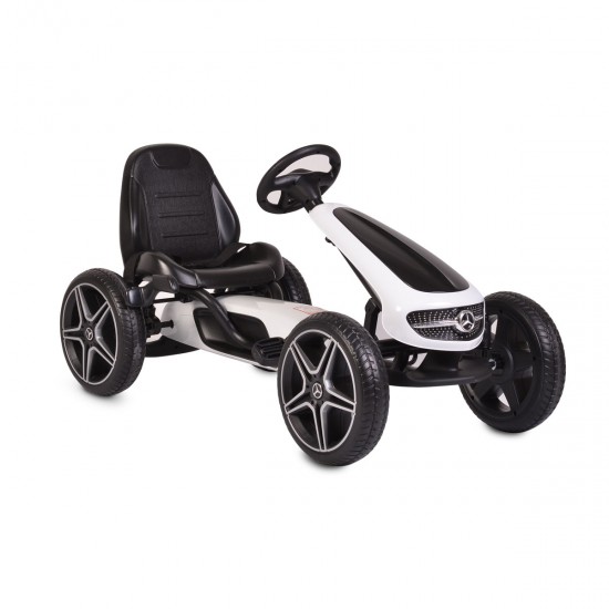Παιδικό Ποδοκίνητο Go Kart Μονοθέσιο με Πετάλι Mercedes-Benz Λευκό 3800146230616