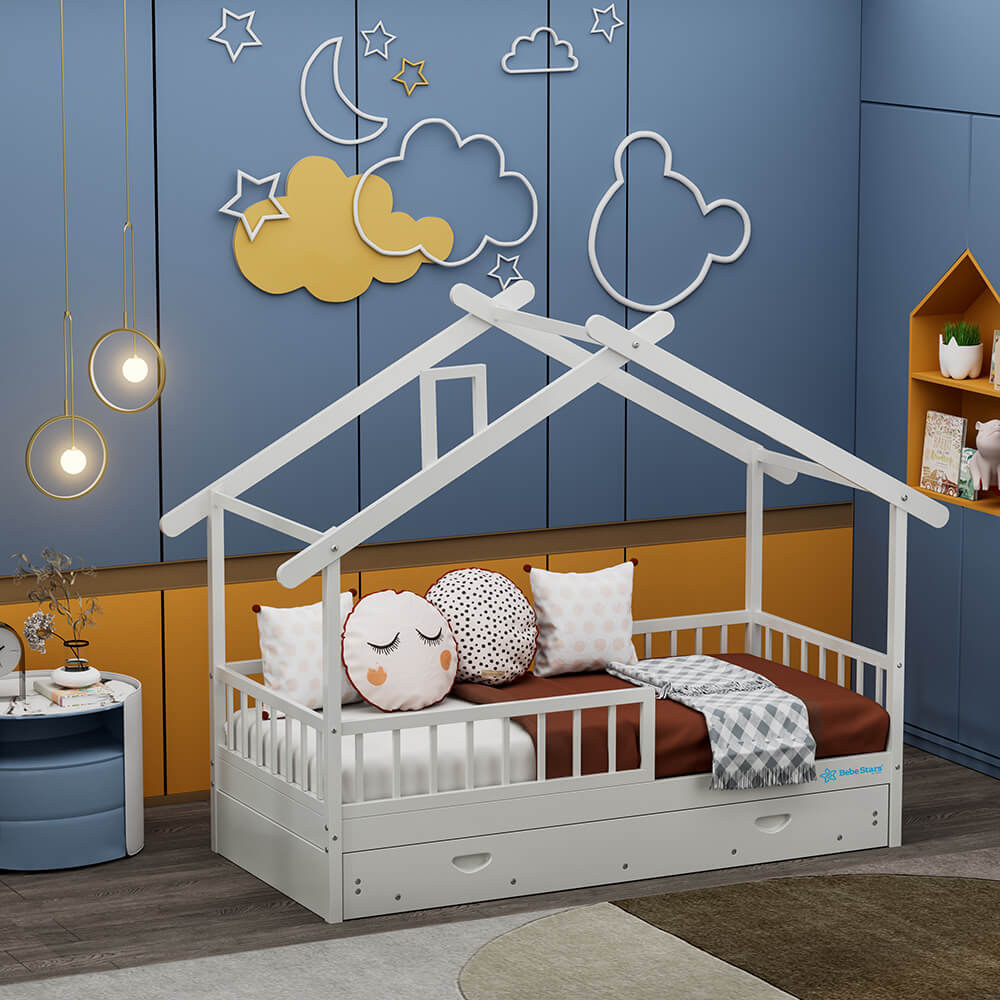 Παιδικό Κρεβάτι Τύπου Montessori Μονό για Στρώμα 90x200cm Λευκό Moonlight 436-02