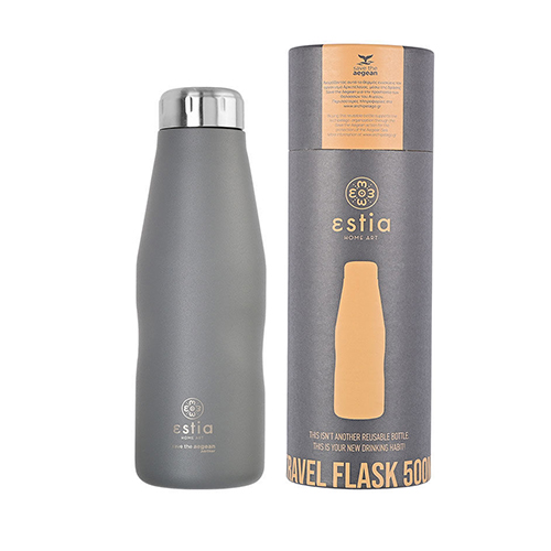 Estia Travel Flask Save the Aegean Μπουκάλι Θερμός Γκρι 500ml
