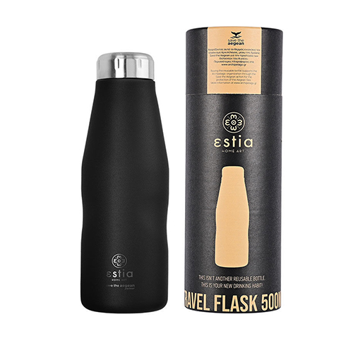 Estia Save the Aegean Μπουκάλι Θερμός Μαύρο 500ml