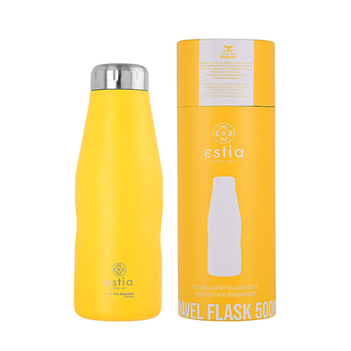 Estia Travel Flask Save Aegean Μπουκάλι Θερμός Pineapple Yellow 500ml