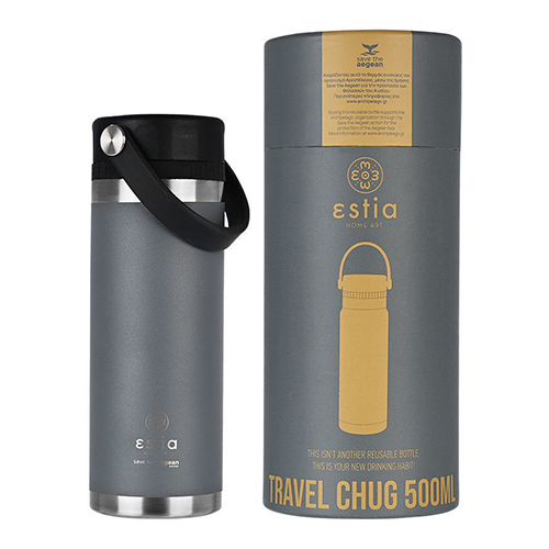 Estia Travel Chug Save the Aegean Μπουκάλι Θερμός Γκρι 500ml