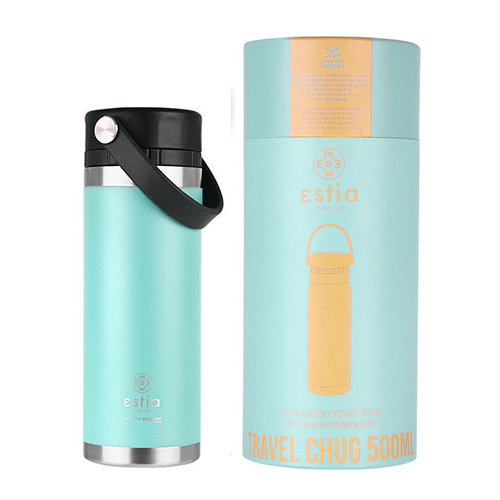 Estia Travel Chug Save The Aegean Μπουκάλι Θερμός Bermuda Green 500ml