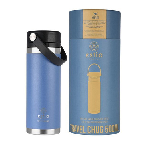 Estia Travel Chug Save the Aegean Μπουκάλι Θερμός Μπλε 500ml