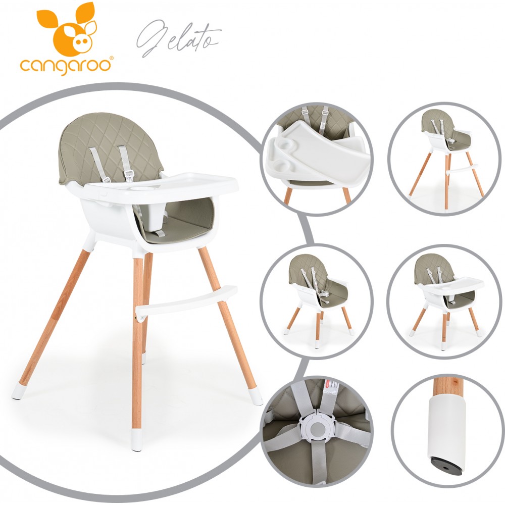 Cangaroo - moni Καρεκλάκι Φαγητού Gelato 2 in 1 Grey 3801005151691	