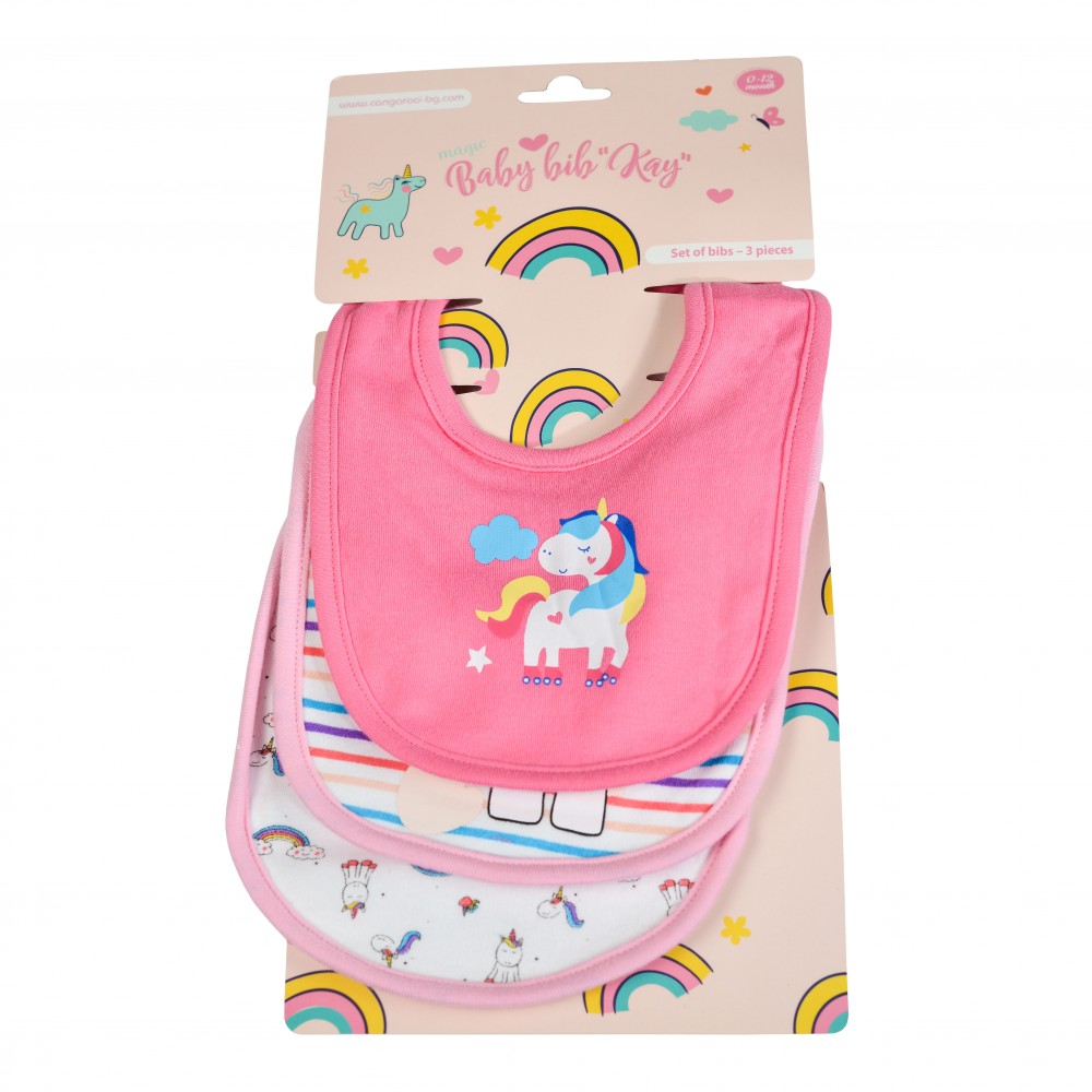 Cangaroo Σαλιάρα Υφασμάτινη με Κουμπί Magic Bib Kay Pink Horse 3τμχ 3800146265489