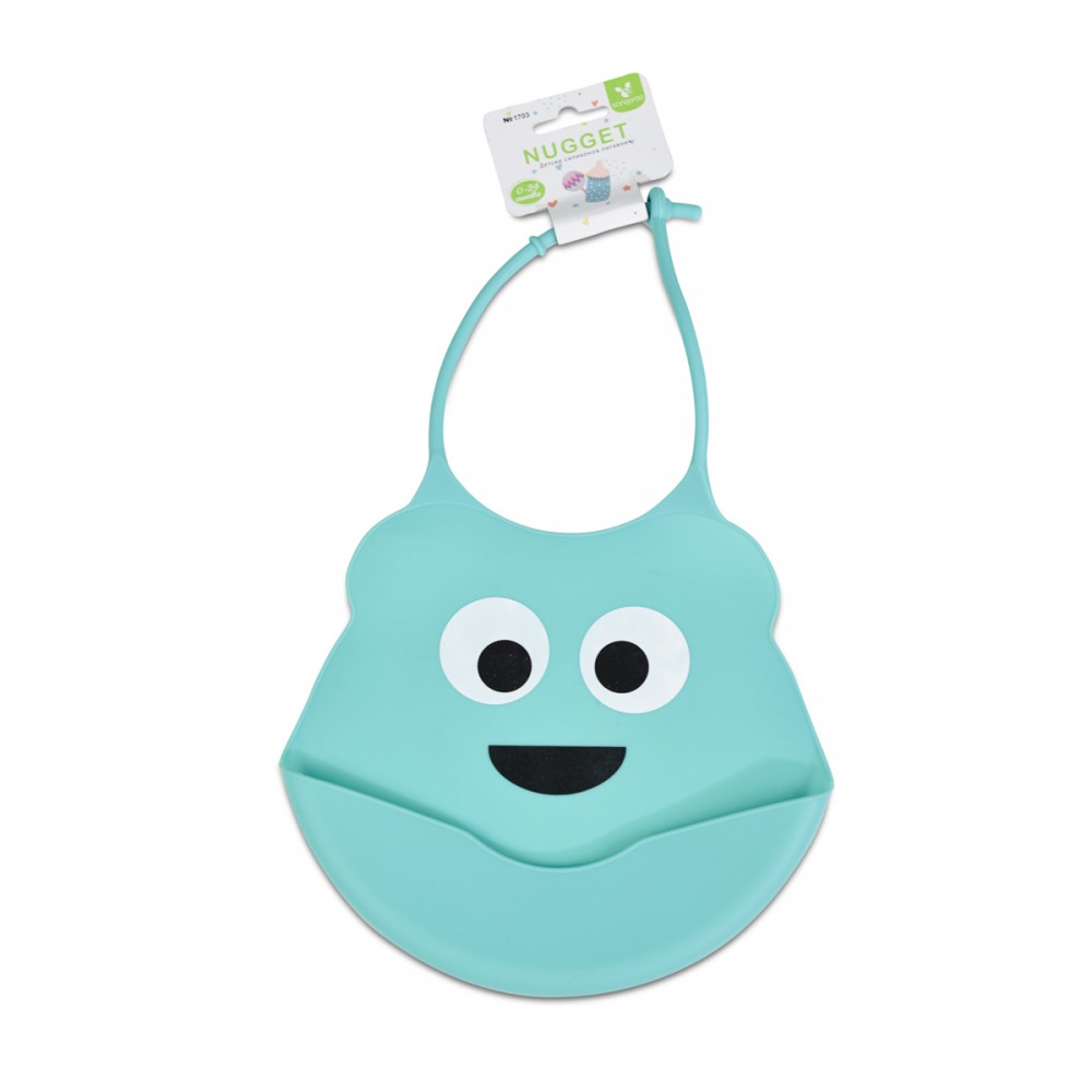 Cangaroo Αδιάβροχη Σαλιάρα Σιλικόνης  Baby Bib Nugget με Τσέπη Blue 3800146266127