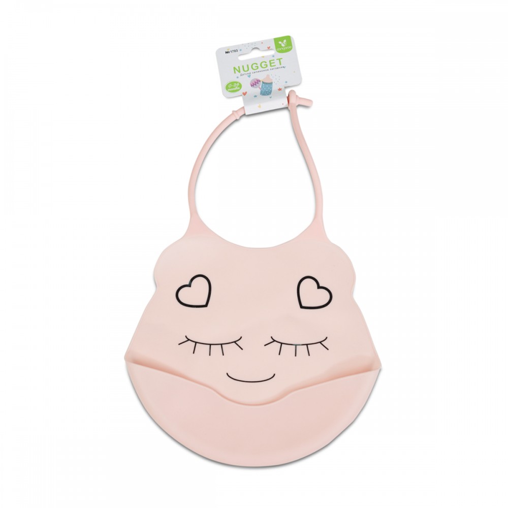 Cangaroo Αδιάβροχη Σαλιάρα Σιλικόνης Baby Bib Nugget με Τσέπη  Pink 3800146266110