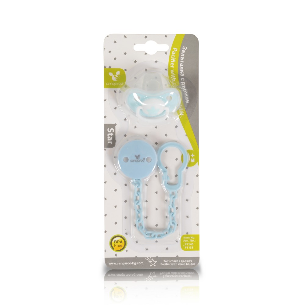 Πιπίλα με Κλιπ Πιπίλας Star Blue Cangaroo 3800146269692