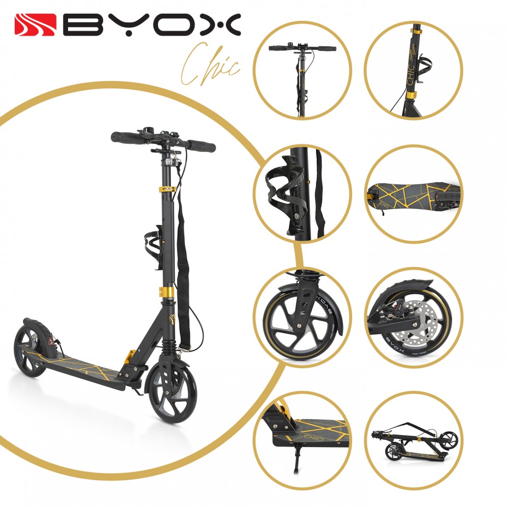 Byox Παιδικό Πατίνι Αναδιπλούμενο Chic Δίτροχο για 8+ Ετών Μαύρο 3800146228408