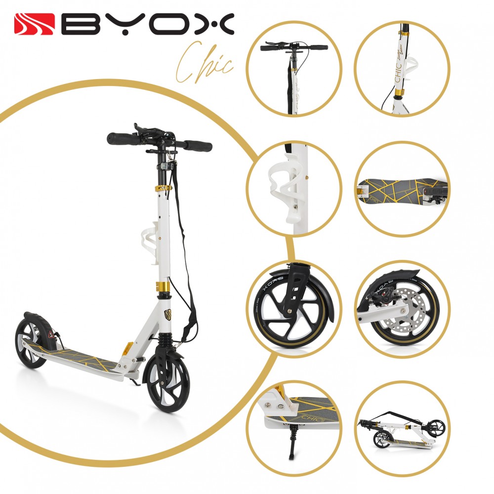 Byox Παιδικό Πατίνι Αναδιπλούμενο Chic Δίτροχο για 8+ Ετών Λευκό 3800146228392