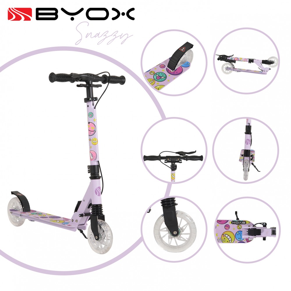 Byox Παιδικό Πατίνι Αναδιπλούμενο Δίτροχο Snazzy Λιλά 3800146228729