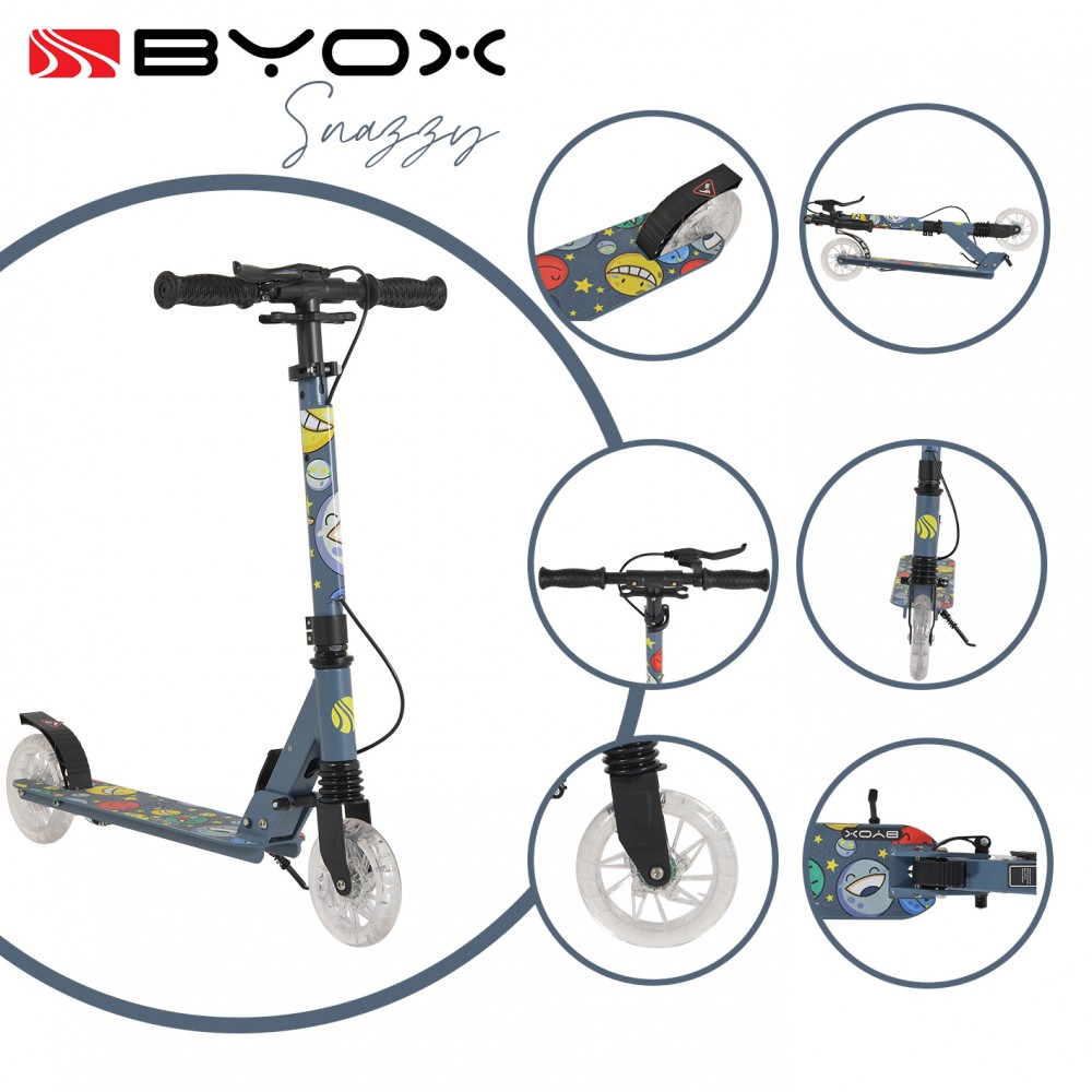 Byox Παιδικό Πατίνι Αναδιπλούμενο Δίτροχο Snazzy Γκρι 3800146228736