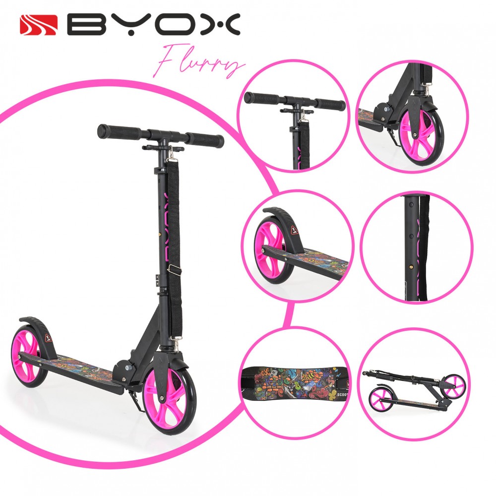 Byox Παιδικό Πατίνι Αναδιπλούμενο Flurry Δίτροχο για 8+ Ετών Ροζ 3800146228217