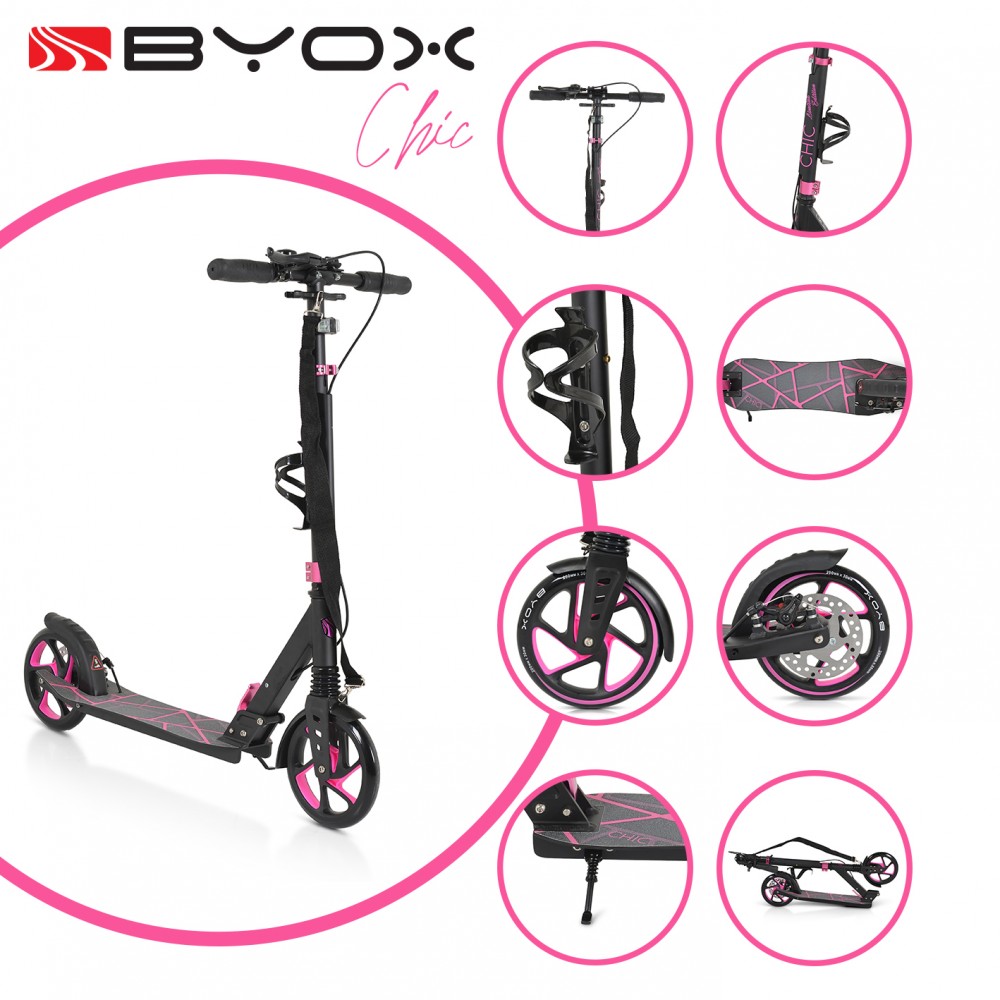 Byox Παιδικό Πατίνι Αναδιπλούμενο Chic Δίτροχο για 8+ Ετών Ροζ 3800146228415
