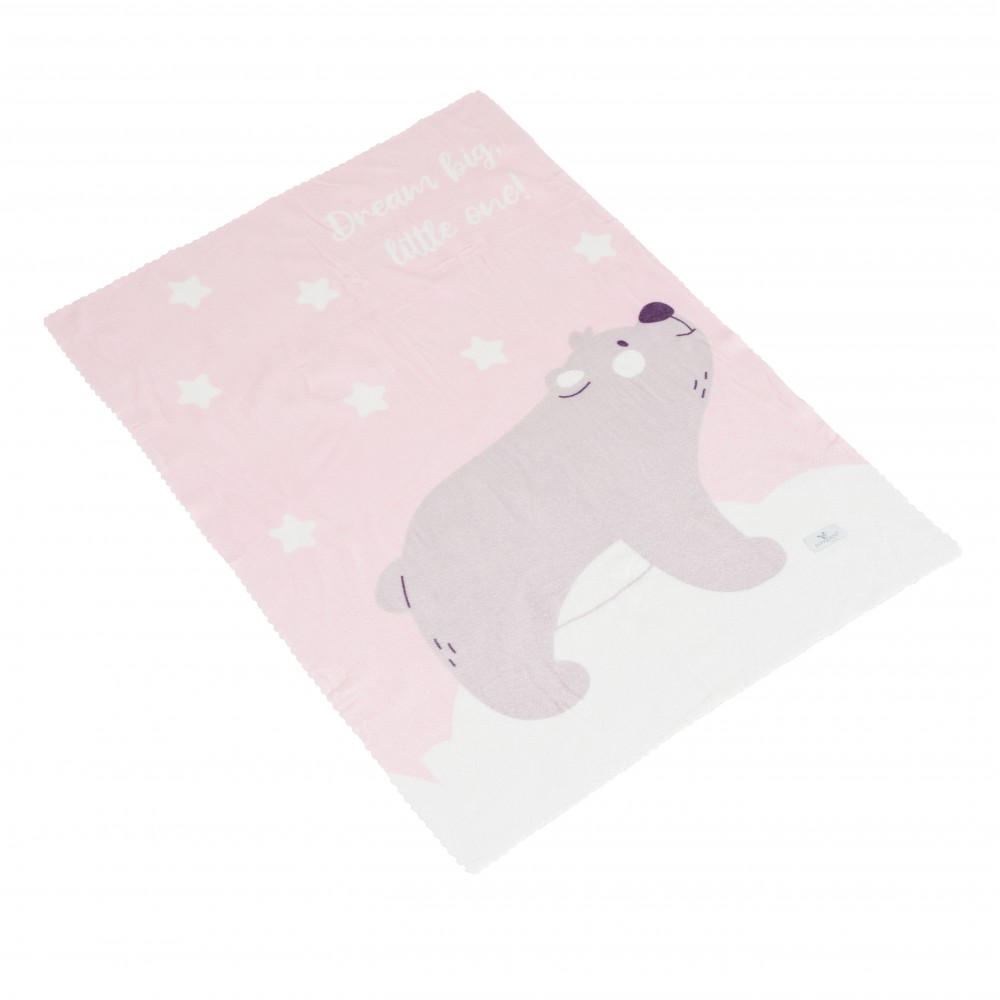 Cangaroo Κουβέρτα Αγκαλιάς & Λίκνου Dreamy Bear Pink 70x100εκ.3800146271015