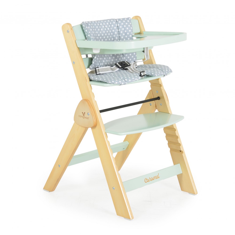Cangaroo Καρεκλάκι Φαγητού με Ξύλινο Σκελετό Caramel mint 3801005152773
