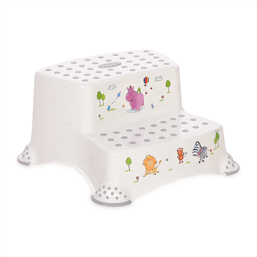 Lorelli Διπλό Βοηθητικό Σκαλοπατάκι Μπάνιου Hippo White Grey 10130550092