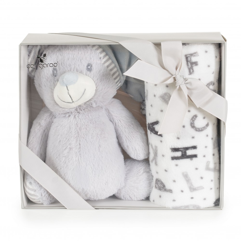 Cangaroo Βρεφική Κουβέρτα Αγκαλιάς με Παιχνίδι Grey Bear 3800146269210
